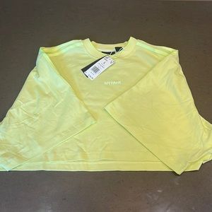 Adidas/Ivy Park neon yellow over sized crop shirt-ladies large